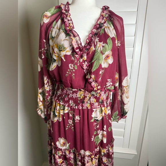Fig & flower Floral marron Maxi Dress size L - Picture 2 of 16